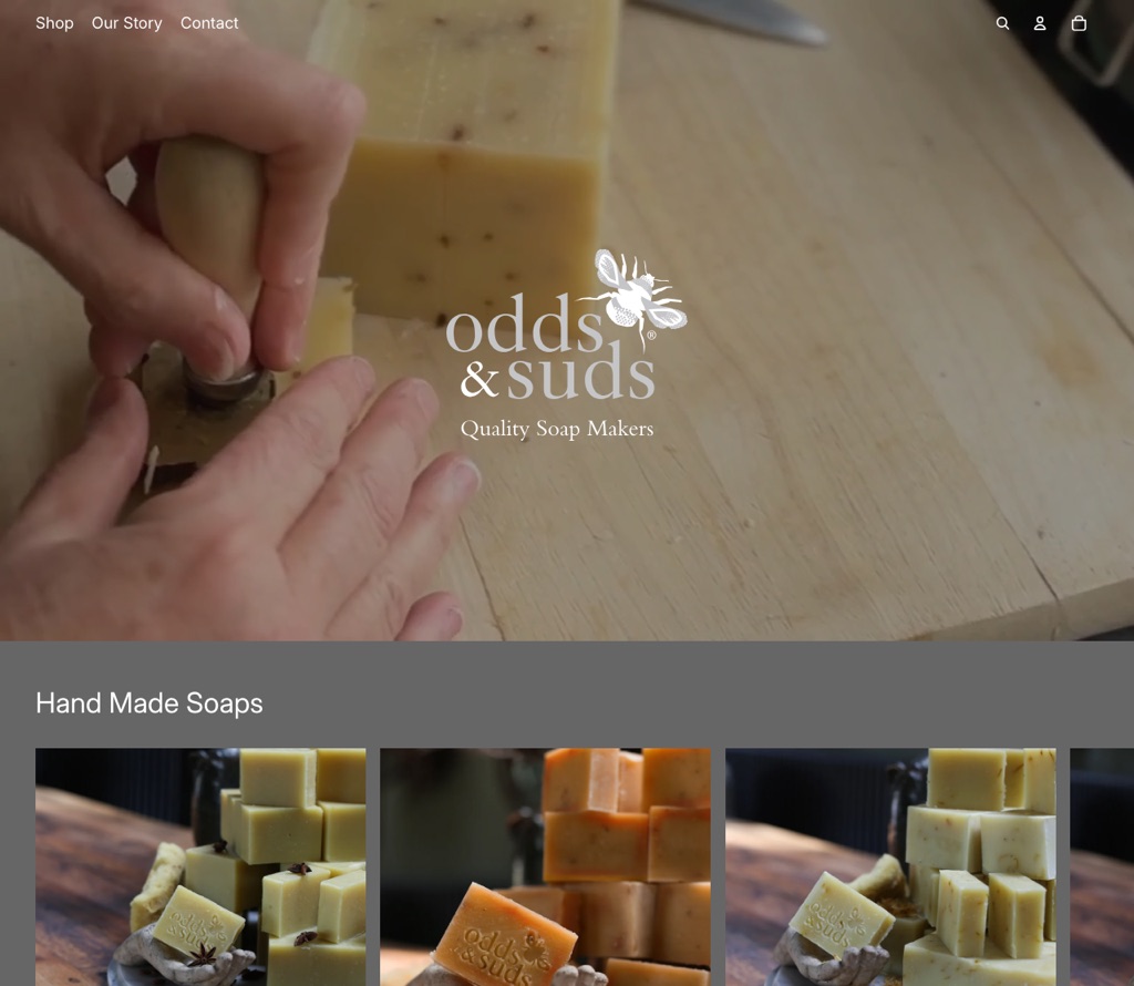 Odds & Suds homepage, handmade soap, Devon