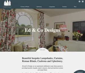 Ed & Co Designs homepage, bespoke curtains and lampshades, Plymouth